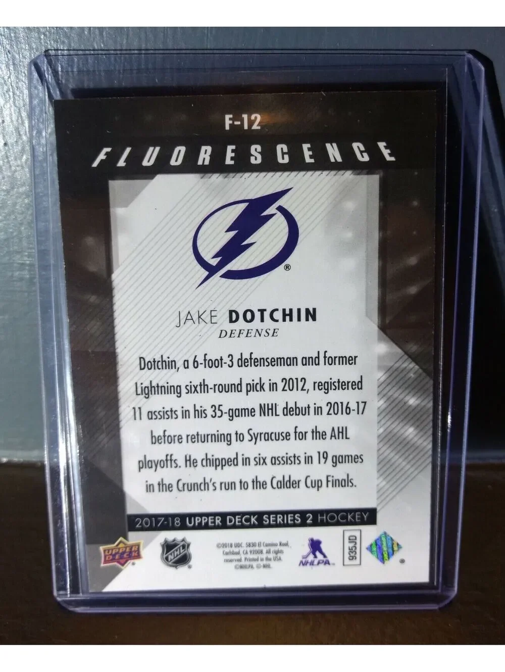 2017 Jake Dotchin Upper Deck Fluorescence #F-12 Hockey Card #/150